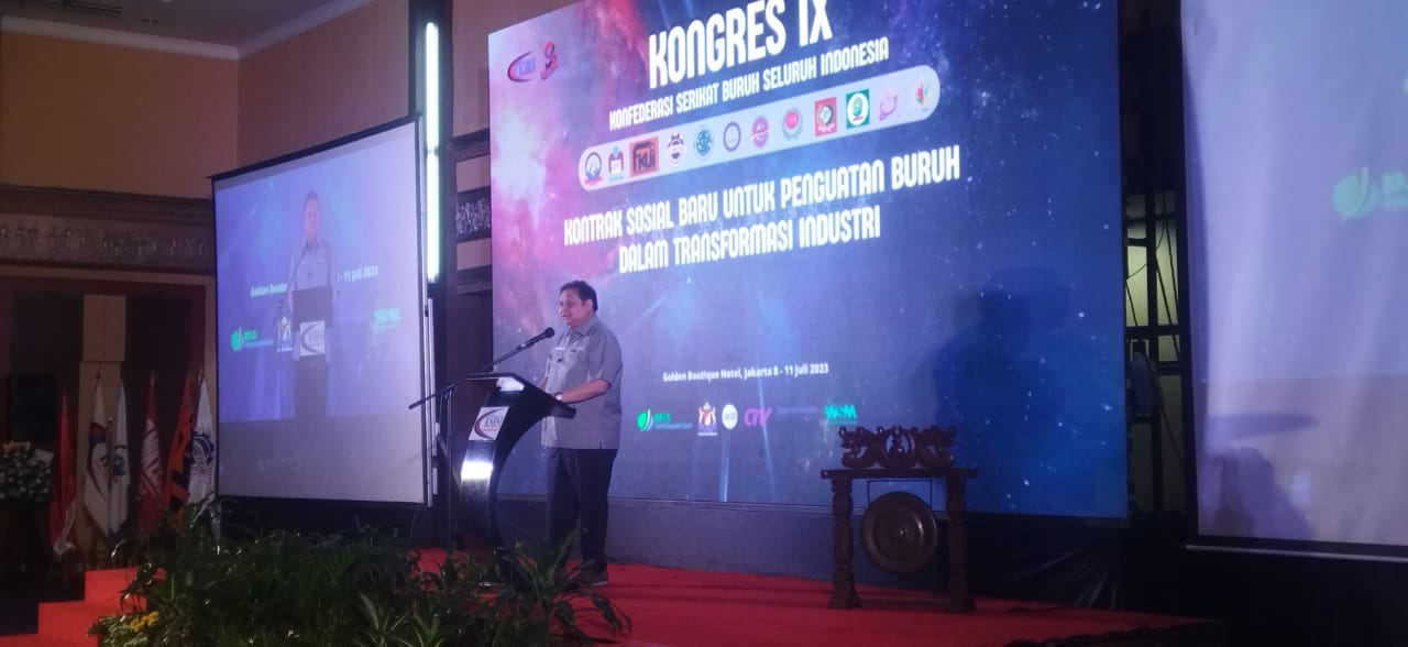Menko Perekonomian Airlangga Hartarto Secara Resmi Buka Konggres KSBSI Ke 9